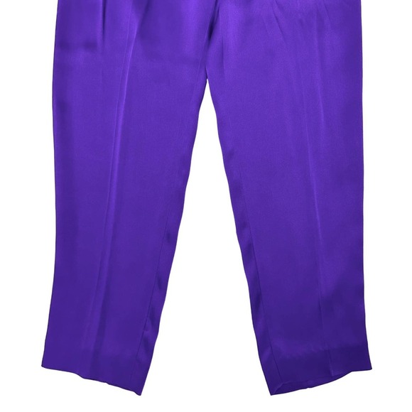 Escada Purple Satin High Waisted Trousers Womens 40 US 10 - Picture 2 of 11